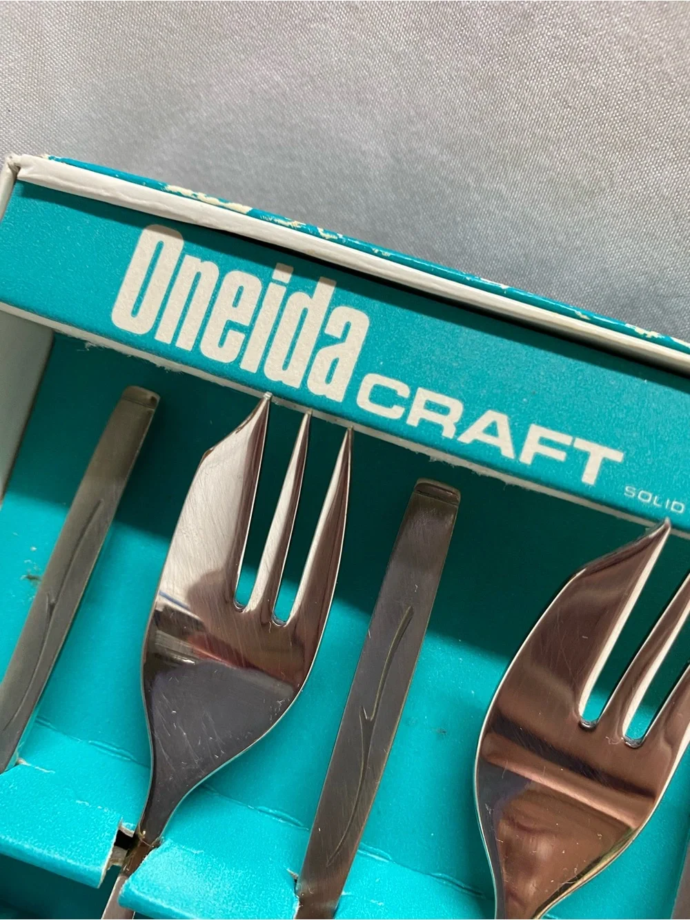 * 1971 Oneida Craft Capistrano Stainless Steel Dessert Pastry Forks 6 Original